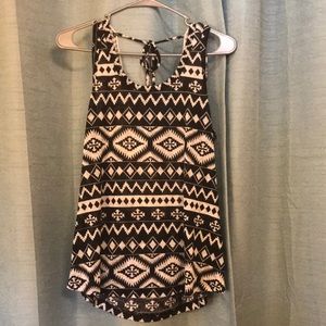 Black and white sheer tribal tank